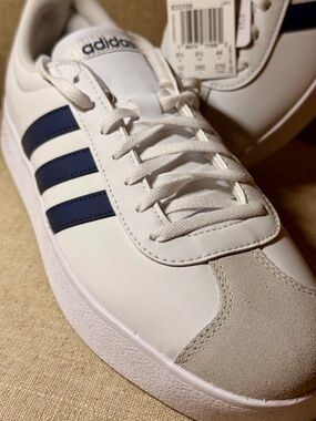 New w tags! Adidas VL Court Base sneaker. Blue/White. Size 10